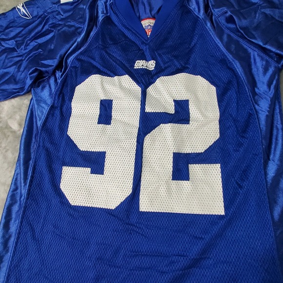 Reebok Michael Strahan New York Giants Jersey 92 Mens Medium Blue NFL Equipment - Picture 7 of 10